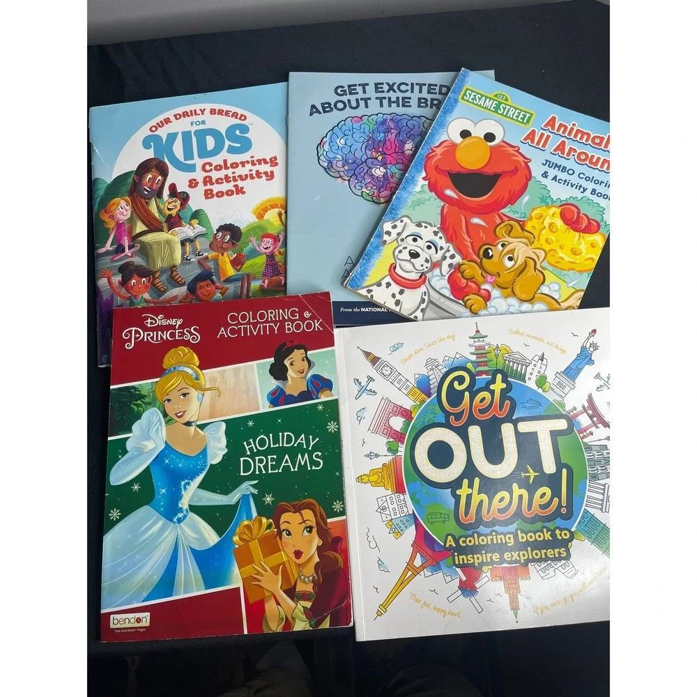 Kids Art Activity Lot Disney Princess Marvel Sesame Street Markers Pencils Books